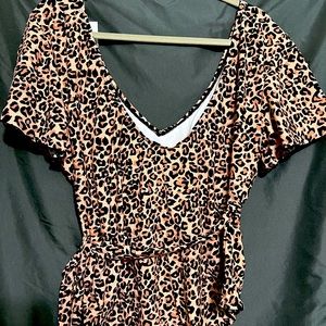 Meet Curve size 3x flutter sleeve,modest swimsuit.  Cheetah print